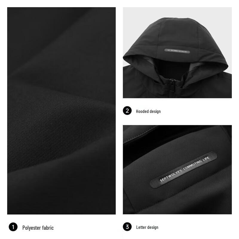 SEPTWOLVES Men's Casual Hooded Jacket