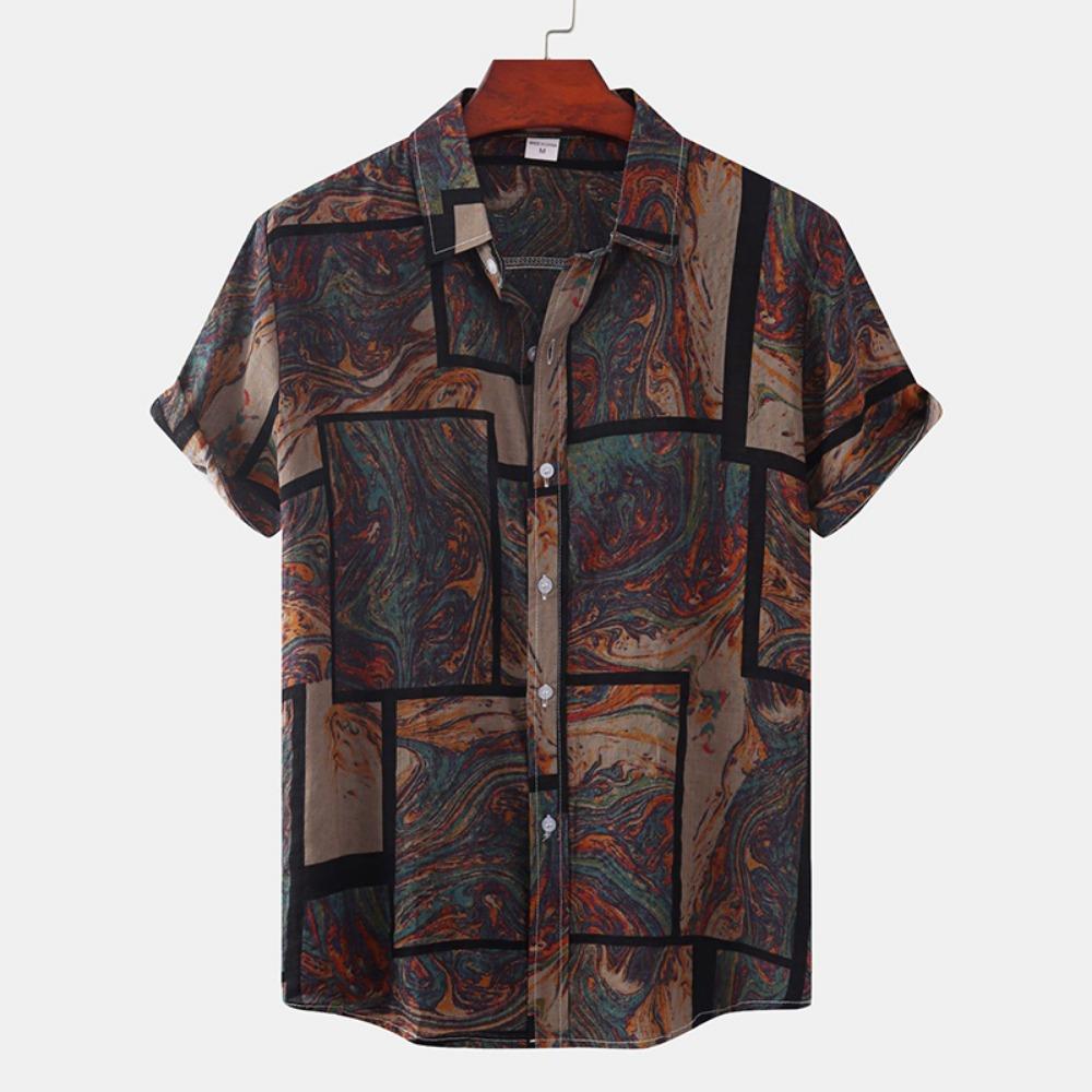 Summer Hawaiian Short Sleeve Printed Vintage Shirt Men's Loose And Breathable Oversized Clothing Luxury Y2k Normal Shirt