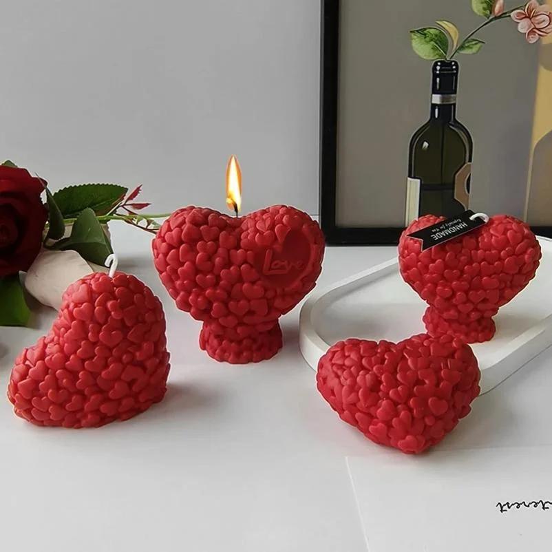 1 Pcs Heart-shaped Rose Handmade Silicone Candle Molds Love Chocolate Cake Fudge Making DIY Soap Gypsum Resin Crafts Molds