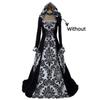 Stylish And Elegant European And American Women's Banquet Medieval Hooded Swing Dress With Floral Print Retro And Artistic Long Sleeves And Waist Tie