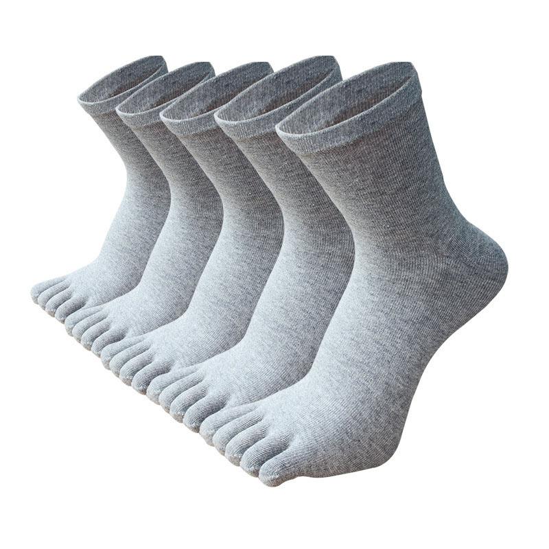 5 pairs of men's solid color five finger socks simple cotton Toe socks odor resistant and breathable split toe socks