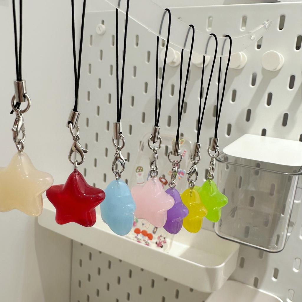 Glow-In-The-Dark Five-Pointed Star Mobile Phone Lanyard, Fashionable Five-Pointed Star Mobile Phone Chain, Fashionable Backpack Pendant