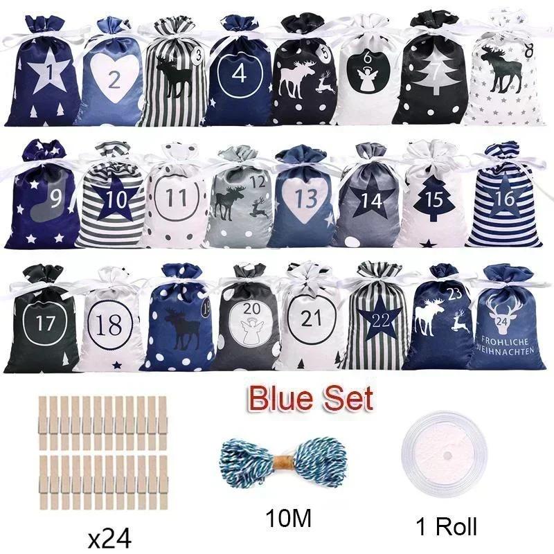 24 Stück/Set Adventskalender Geschenktüte 2024 Weihnachtsdekoration Kerst Decoratie Weihnachtsdekoration DIY-Schmuck Xmas Navidad 2025