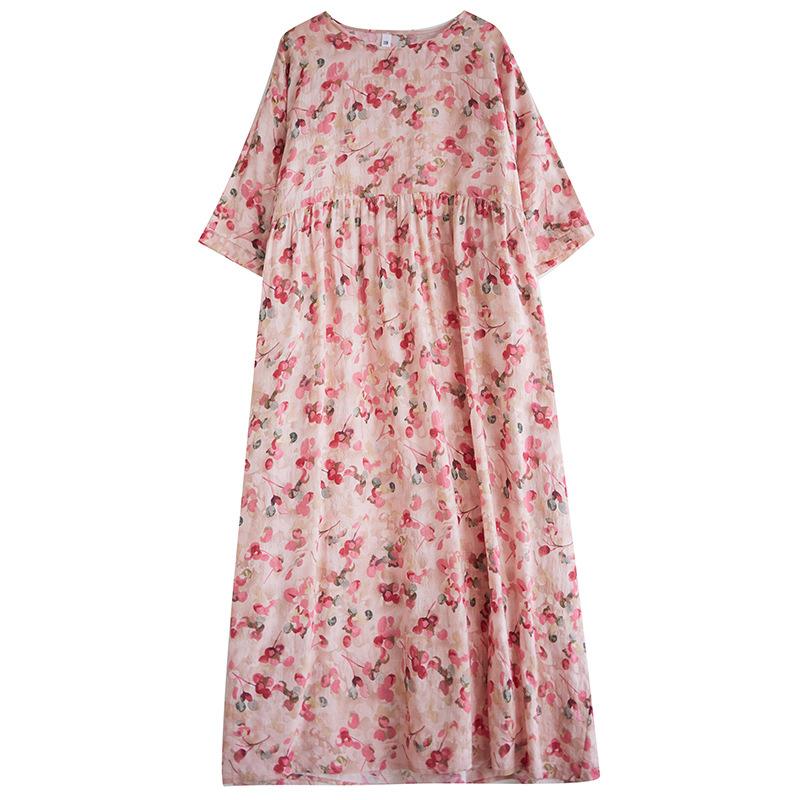 Summer Loose Plus Size Women's Round Neck Short Sleeved Dress