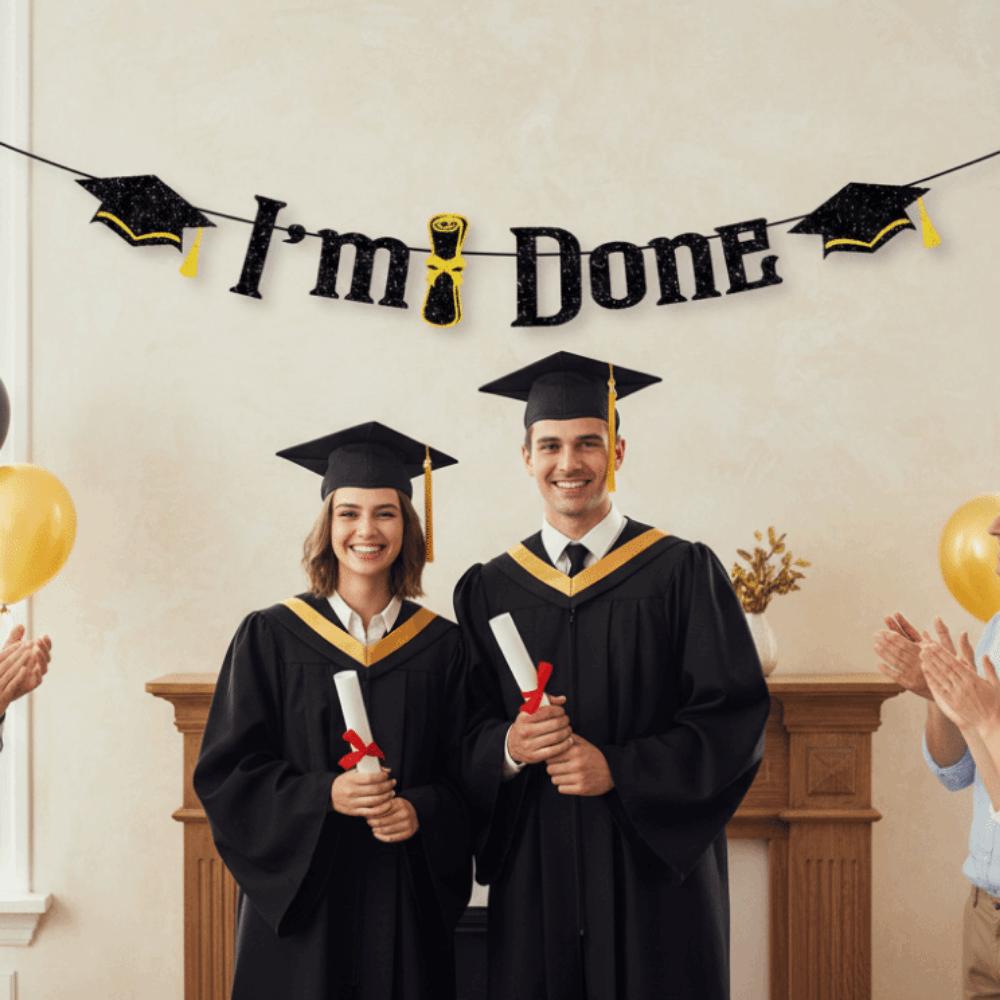 Gold Shining Glittery Gold Garland Glitter Decor Graduation Hanging Banner  Photo Background