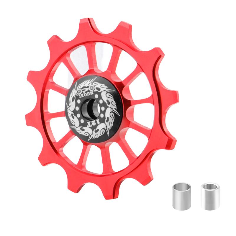 MUQZI MTB Road Bicycle 12T Positive Negative Tooth Jockey Wheel Rear Derailleur Bike Guide Pulley Ceramics Bearing красный