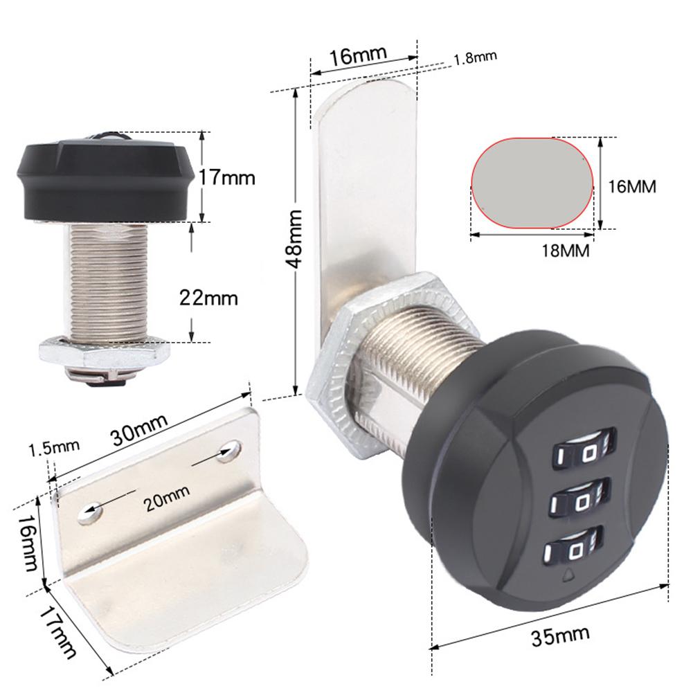 Home Security Mechanical Mailbox Lock Three-Digit Lock Easy Installation Password Lock Lock Black Easy Installation Process
