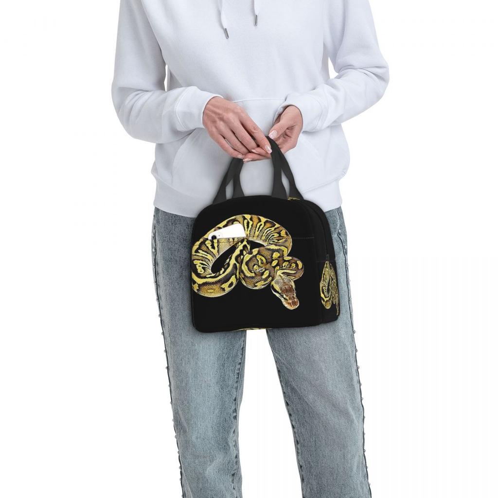 Königspython Pastell Leopard Isolierte Lunchtasche für Damen Kinder Tragbare Lebensmittelboxen Thermische Lunchbox Tragetasche