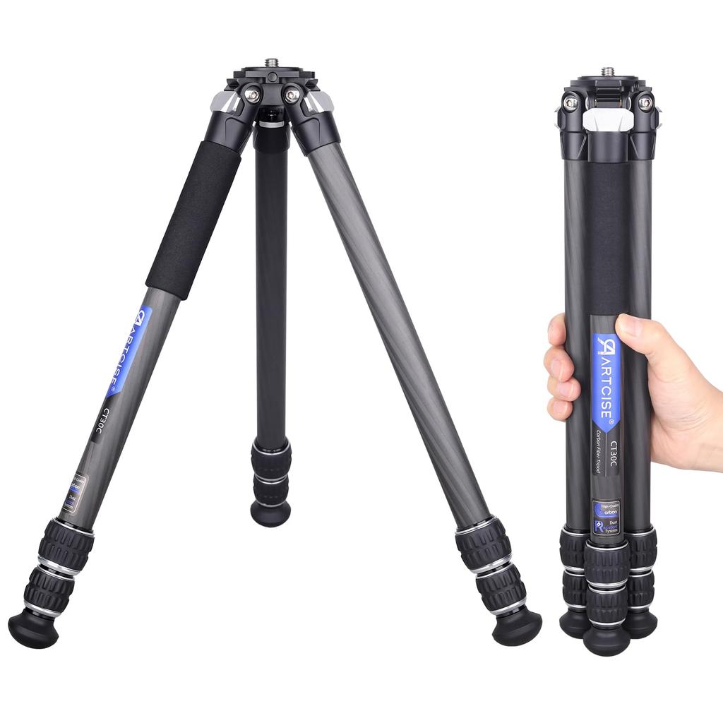 ARTCISE Carbon Fiber Smaller Than a Cup When 15kg Load Height Extension Tripod Bag Metal Spikes Ultra-Compact Tripod Folded, Capacity, 82.5cm