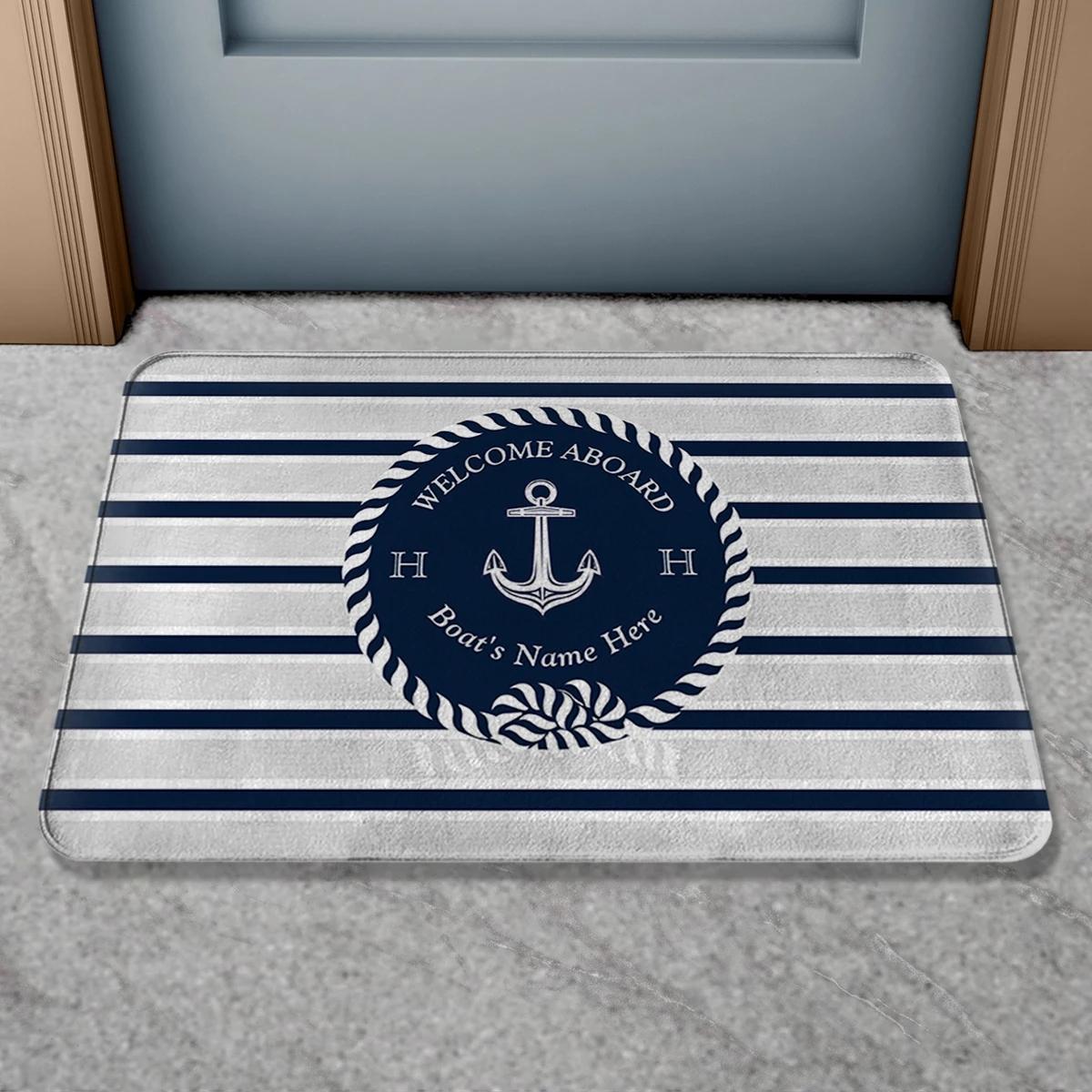 

Anti-slip door mat, nautical compass sailboat rope anchor decorative floor mat, indoor and outdoor bathroom carpet 40x60cm