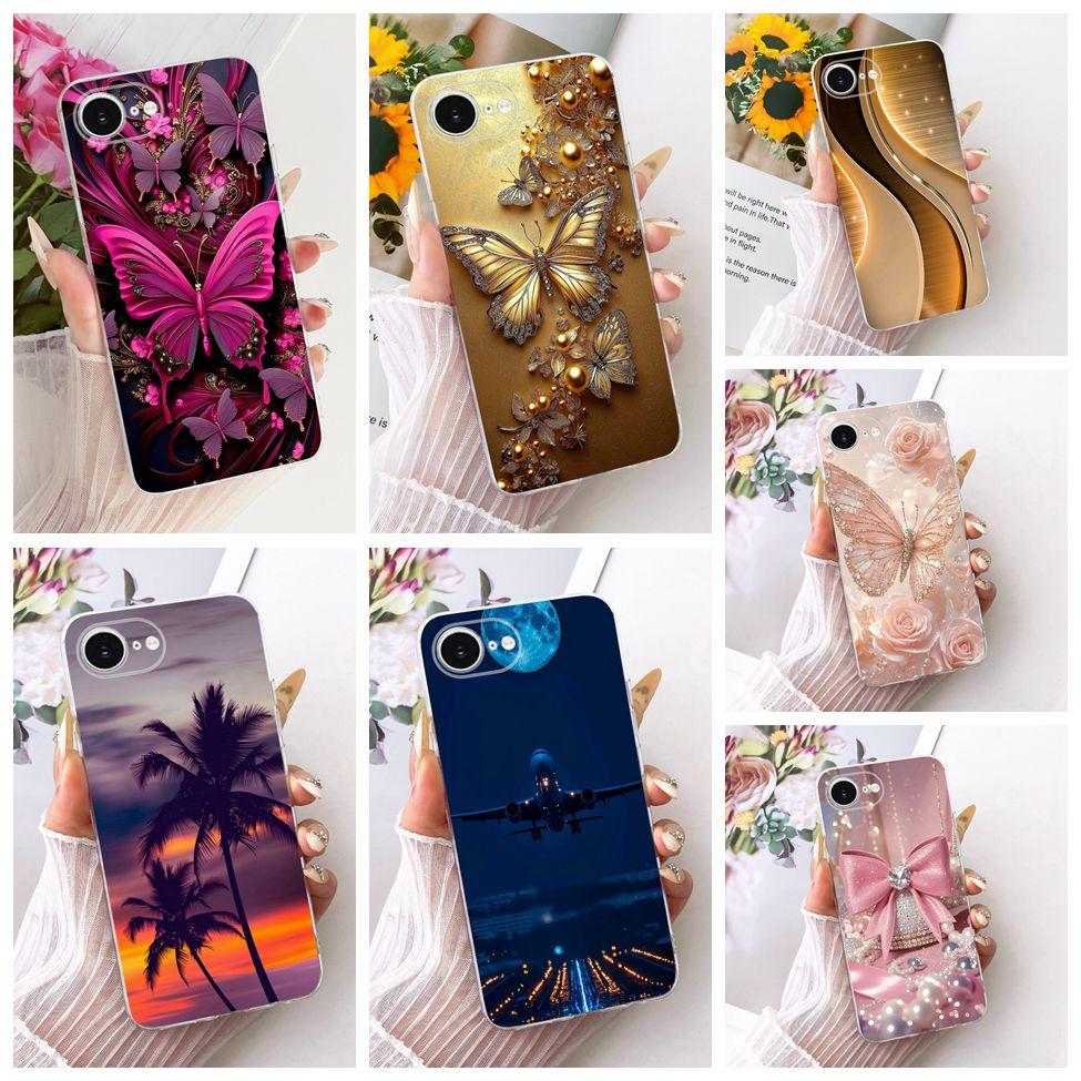 Transparent Cover For iPhone 16e Case Cute Kawaii Fashion Butterfly Funny Painted Casing A3212 A3409 A3410 A3408