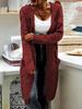 Women's Solid Color Loose Knit Cardigan - Chunky Mid-Length Cable Knit Sweater Coat