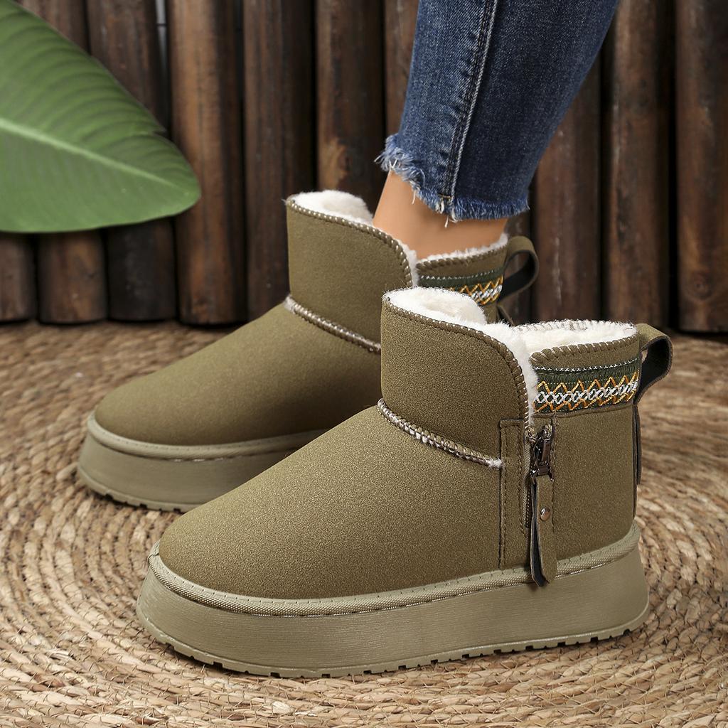 Fashion Women Thick Bottom Snow Boots Winter Warm Cotton Shoes Women Round Toe Leisure Style Flat Ankle Boots Women Zapatos De Mujer