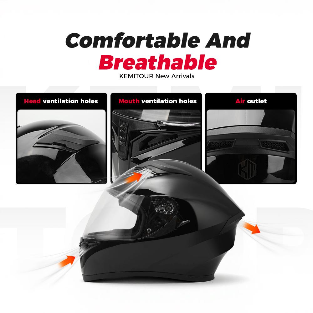 KEMITOUR Motorcycle Helmet ECE Racing Motocross Helmets Full Face Helmet Moto Adult Motorbike Street Touring Casco Capacete