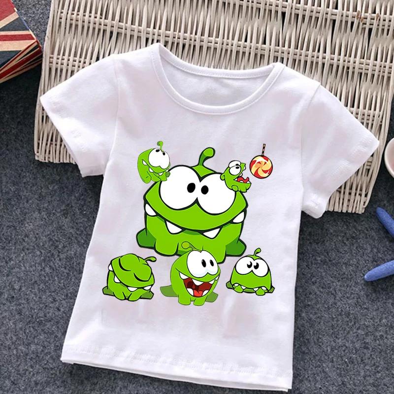 Funny Baby Girl Boy Cartoon Game Cut The Rope T-Shirt Children Frog Short Sleeve Top Tees Kids