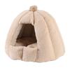 Cat House Removable Washable Cushion Hooded Pet Cave House Tent Bed for Indoor Light Coffee