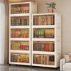 Plastic Storage Cabinet With Wheel Stackable Design Foldable Wardrobe Transparent Door Simple Assembly Large Capacity Storage