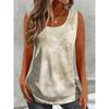 Fashion Women's V-Neck Sleeveless Short Sleeve 2D Flower Color Printing Flower Sleeveless Short Sleeve V-Neck Sleeveless T-Shirt