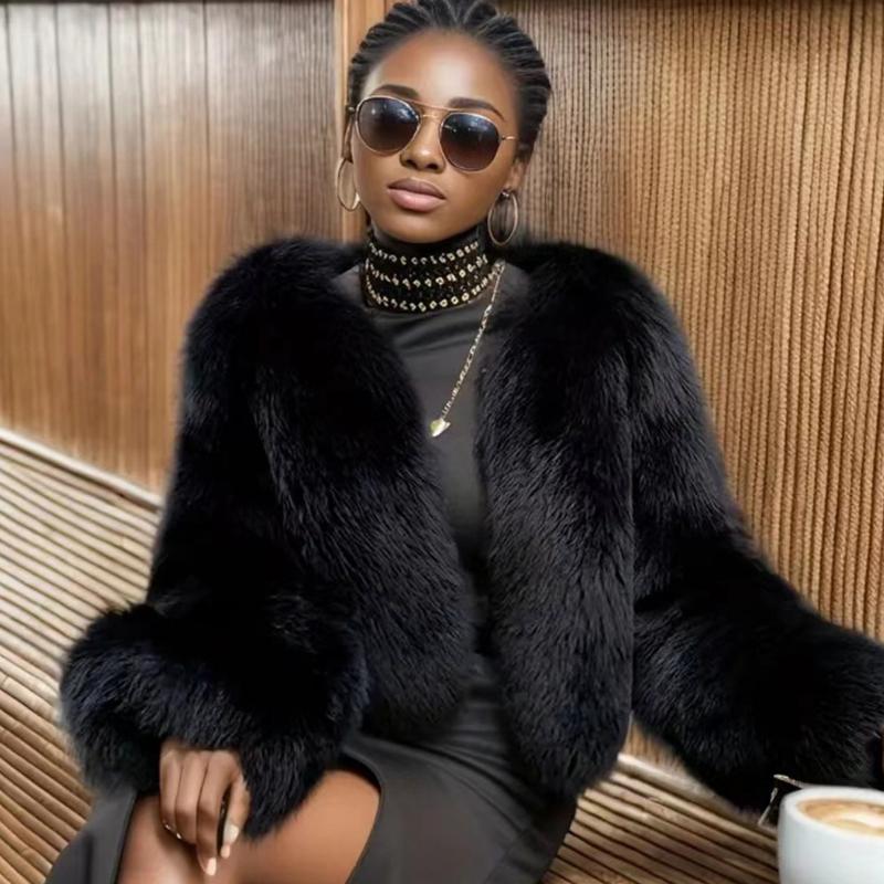 Faux fox fur coat Winter women outdoor keep warm jacket Fashion hight quality faux fox fur fur overcoat Female clothing