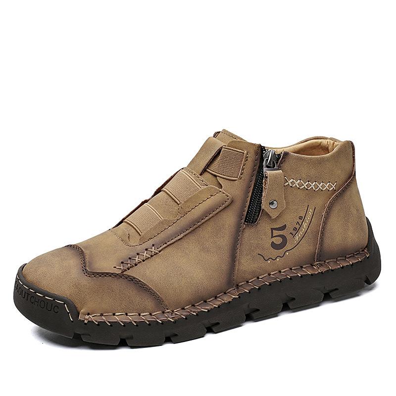 New men's casual shoes trendy foot leather shoes men's breathable high-top outdoor travel men's shoes