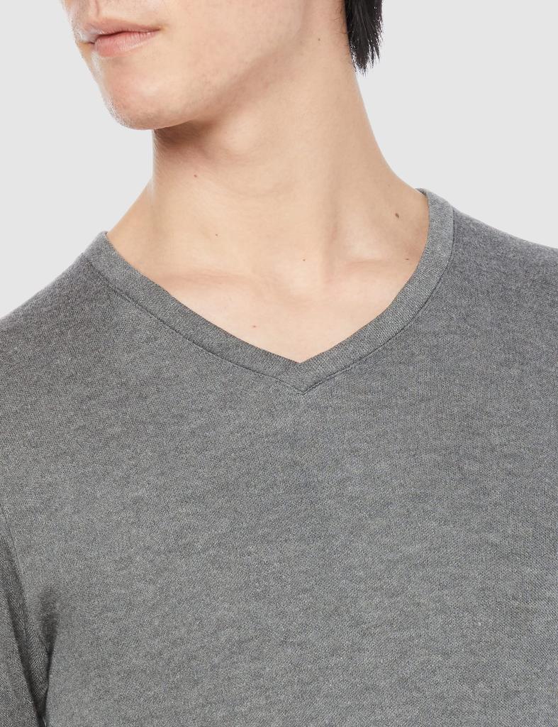 Hanes Long Sleeve Size L Size Men's V-Neck T-Shirt (HM4-Q509A), Charcoal, (Japan L)
