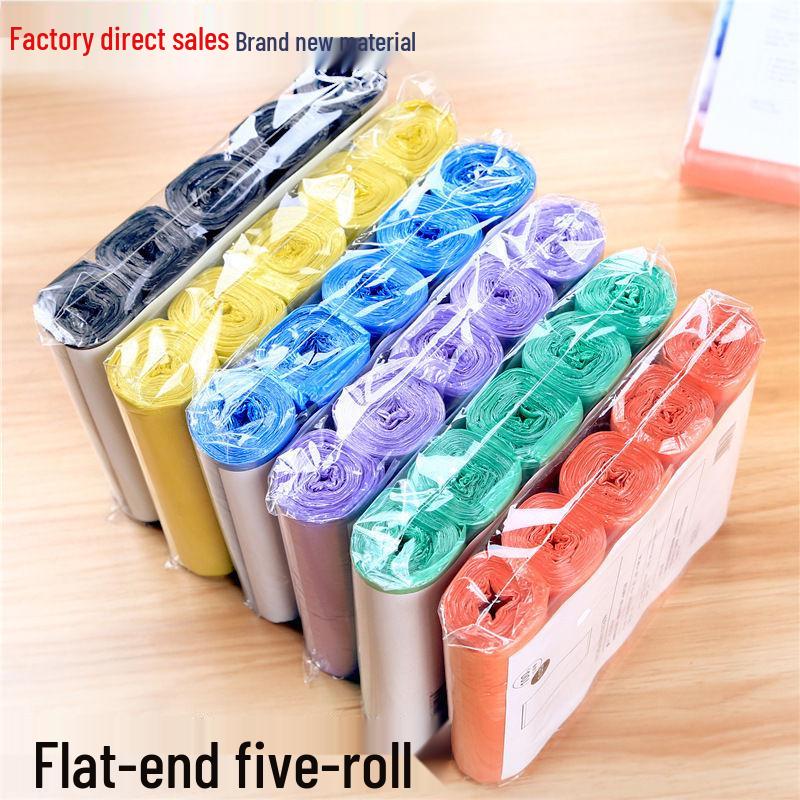 

Black Disposable Flat Mouth Handle Garbage Bags for Home and Dorm Bathroom Cleaning and Storage. Trial Pack 15 pcs/roll 45×50cm