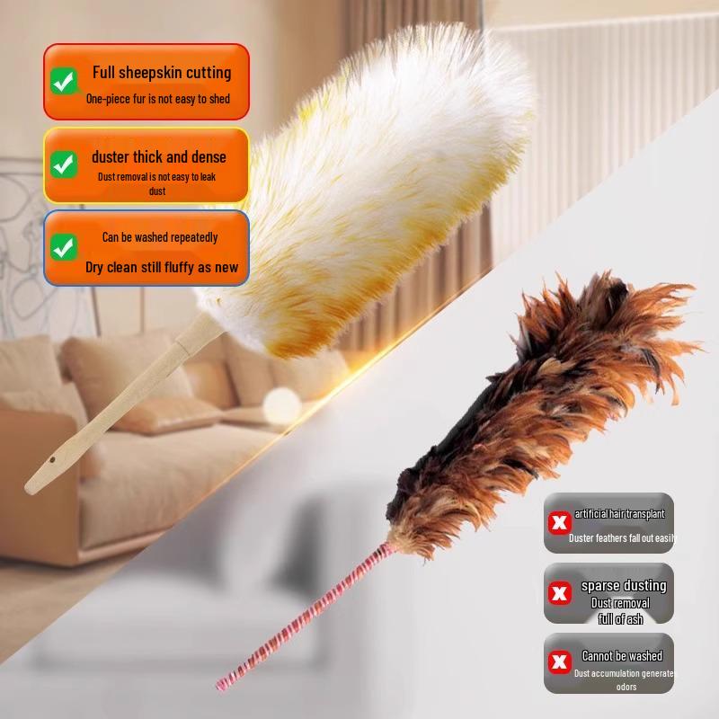 Electrostatic Wool Duster for Spring Cleaning - Removes Dust from Household Surfaces and Ceilings