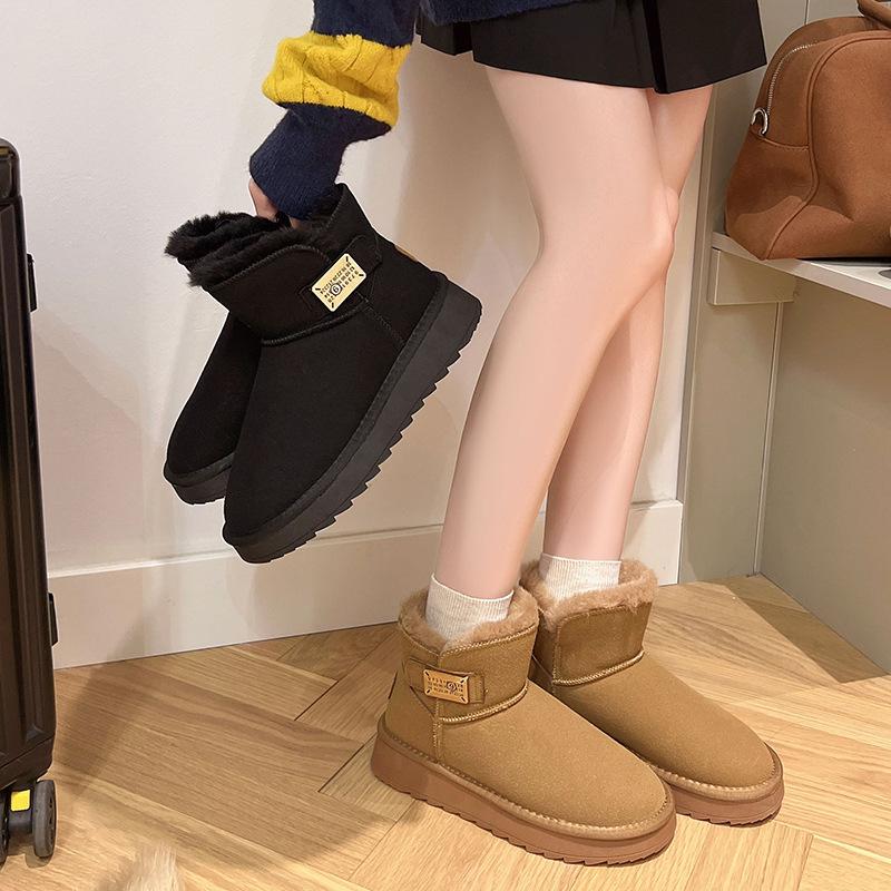 thick-soled non-slip snow boots for women's 2025 new autumn and winter bread shoes, one pedal, piled and thickened warm cotton shoes