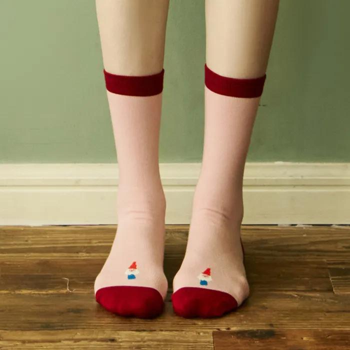 [Banana Sisters X OKTINA] With You Back Point Color Block Odd Socks 3 Colors