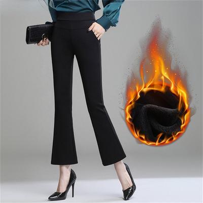 Winter Thickening Warm Women's Elegant Skinny Leisure Fashion Elastic High Waist  Flare Pants Women Office Skinny Pants Woman