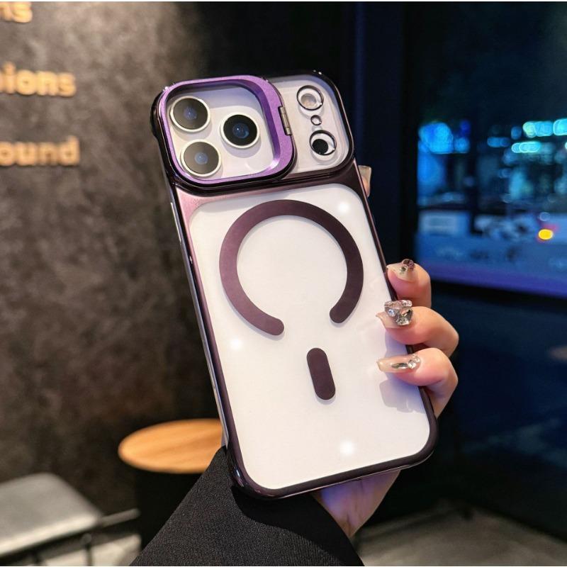 

Applicable To IPhone17 ProMax Electroplated Frameless Mobile Phone Case Magnetic Suction Apple 16 Lens Bracket PC Protection Case iPhone14ProMax