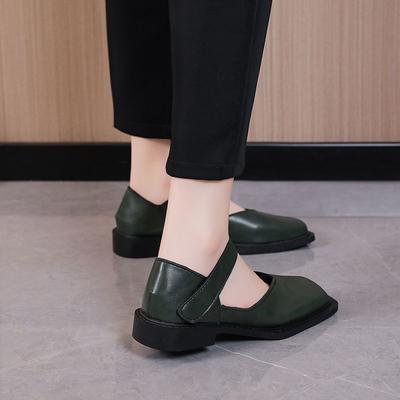 Breathable Flat Bottom Low Heel Thick Heel Small Fragrant Small Leather Shoes Women's 2025 Spring and Summer Mary Jane Shoes Outer Wear