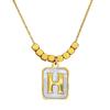 Square Brick Shell H Letter Temperament Personality Minimalist Furnace Real Gold Female Collarbone Necklace