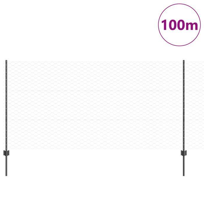 Poteaux de clôture vidaXL 22 pcs U-Channel Gris 120 cm Acier 3336936
