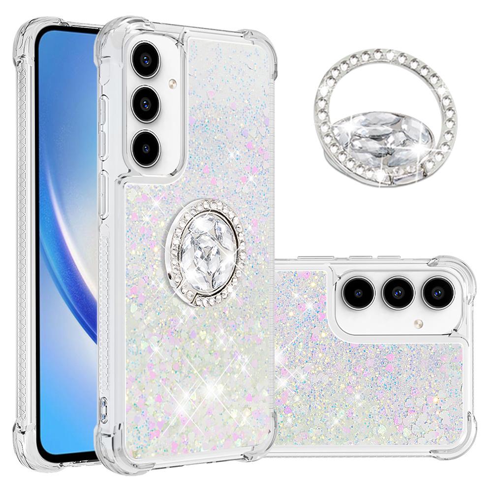 

For Samsung Galaxy A55 5G TPU Case with Kickstand Quicksand Shockproof Cover Laser/Hearts