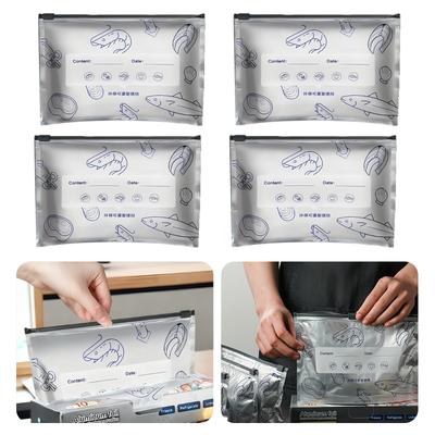 10/30PCS Aluminum Foil Sealable Storage Bags with Label and Zip Lock Aluminum Foil Bags Freezer Bags for Vegetable Fruit Meat