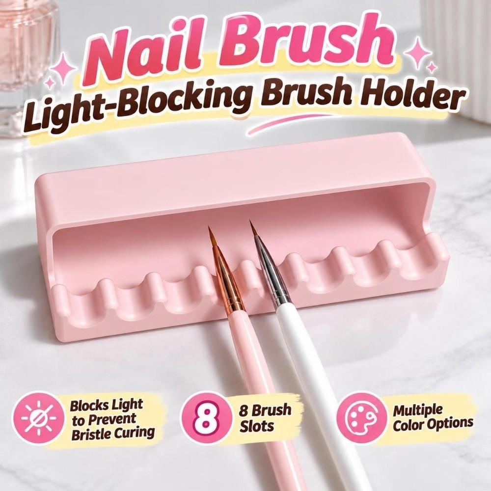 Light-Blocking Nail Brush Stand 8-Slot Manicure Brush Organizer Nail Brush Holder Multifunctional