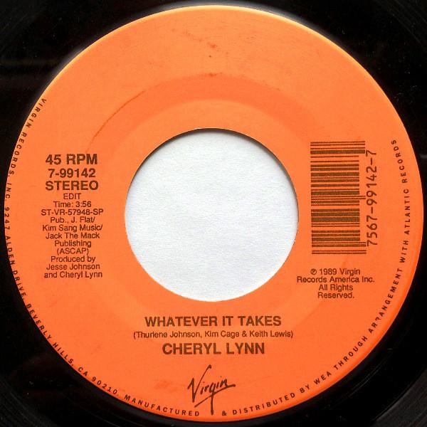 

7inch Record CHERYL LYNN - Whatever It Takes 799142 Virgin 1989 US Soul/Funk Used