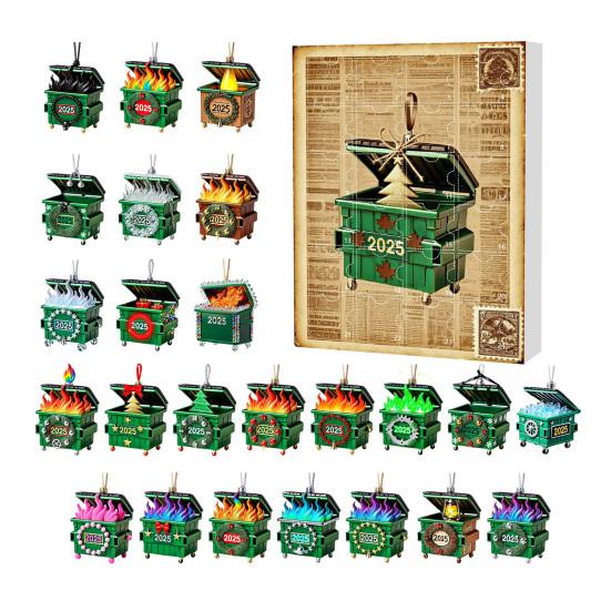 Acrylic Pendant Advent Calendar Box 24-Day Countdown Christmas Decoration Multifunctional Holiday Decor for Kids' Rooms Houses Cars