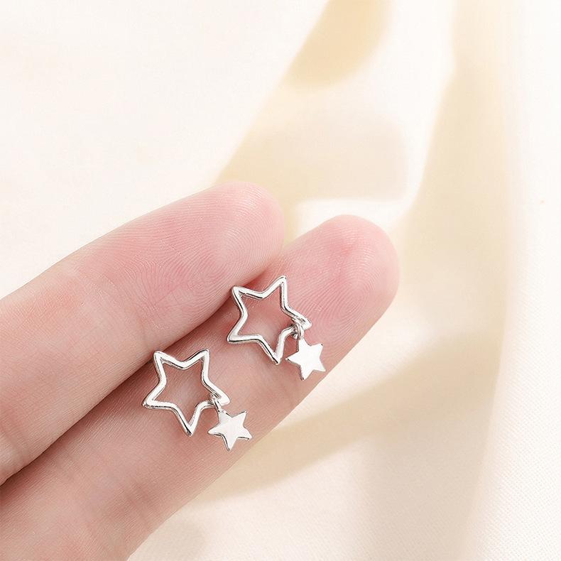 Minimalist Hollow Star Stud Earrings Versatile Mori Artistic Women Jewelry Elegant Daily Wear Accessories
