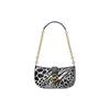 Michael Kors Carmen logo redondo estampa de animal pequeno pelo de bezerro bolsa de ombro portátil feminina preta
