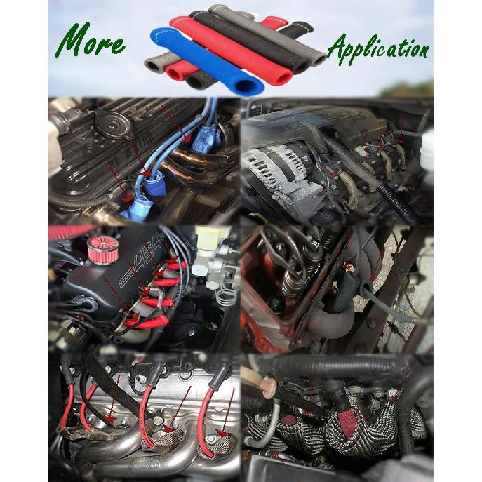 Spark Plug Wire Heat Shield - 8 PCS 2500° Spark Plug Wire Boots Protector, 6 Inches Spark Plug Heat Sleeve Protection Cover Replacement for LS1 /