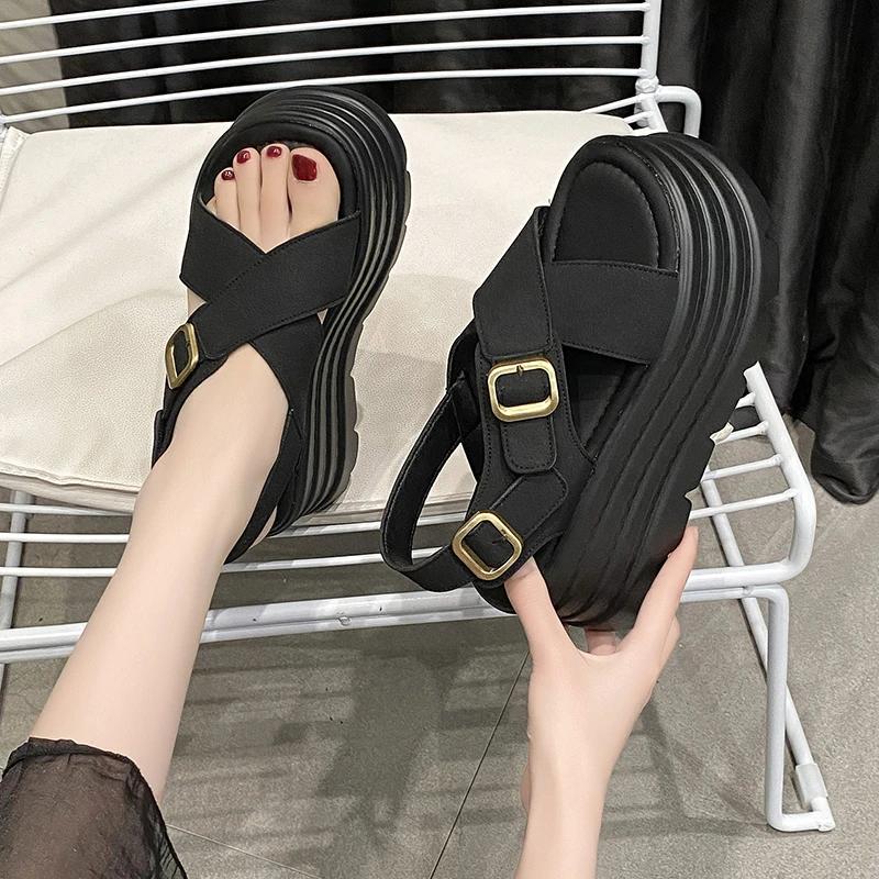 Fashion 8CM New Summer Wedges Sandals Ladies Beach Slippers High Heels Sandals Women Casual Platform Chunky Flip-Flops Sandalias Mujer