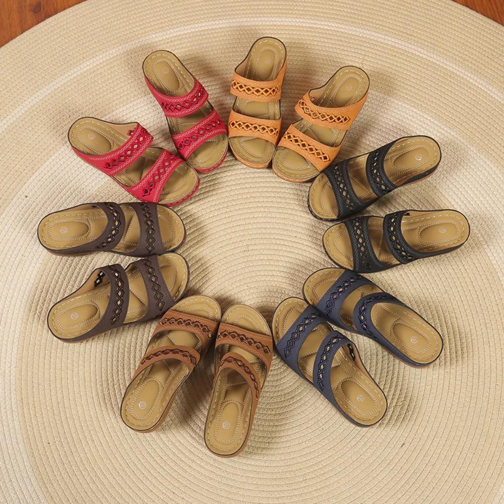 2024 Summer Women Wedge Sandals Premium Orthopedic Open Toe Sandals Vintage Anti-slip  Casual Female Platform Retro Shoes