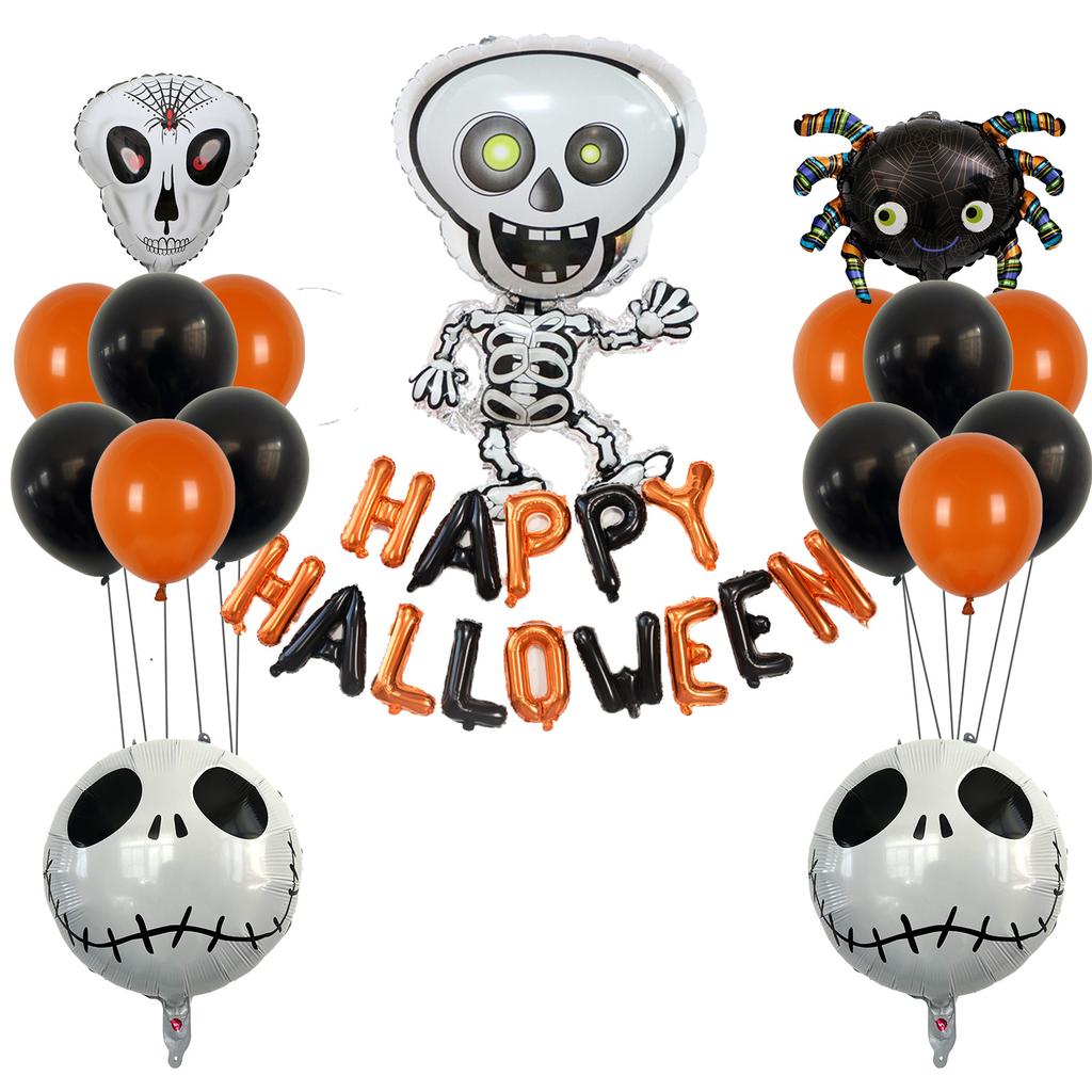 Halloween Modellier-Aluminiumfolien-Ballon-Set, Fledermaus Spinne Kürbis Geist Party Dekorationsarrangement
