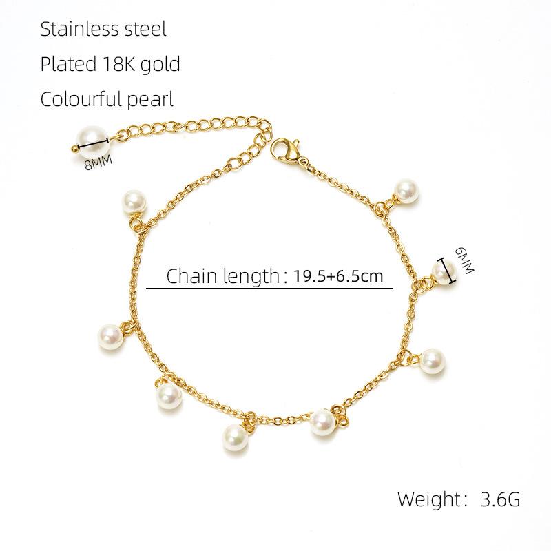 

Новый женский модный браслет на щиколотку 18 карат с жемчужной бахромой из титановой стали браслет на щиколотку ювелирные изделия для женщин золотой