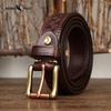 Retro Fashion Trend Embossed Double-sided Thickened Leather Belt Men's Genuine Leather Pin Buckle Top Layer Cowhide Belt