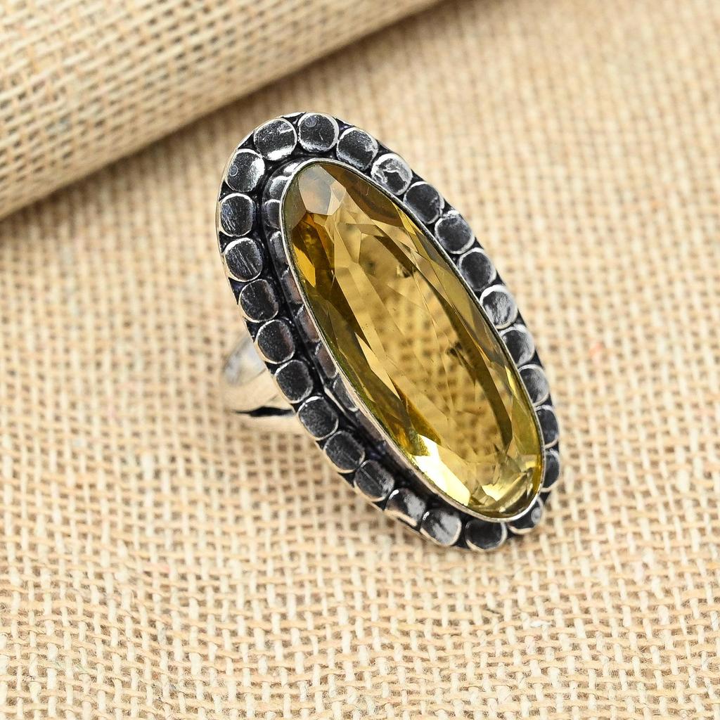 Citrīna dārgakmens 925, masīvs sudraba rotaslietas, rokām darināts dzimšanas dienas dāvanu gredzens