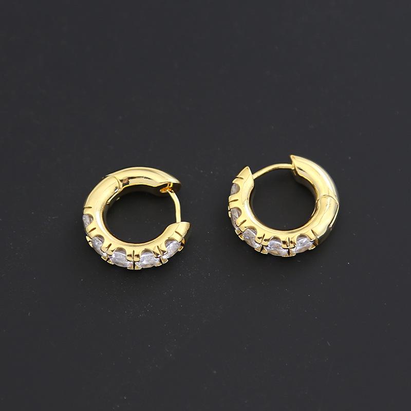 Emerald Green Crystal Gold Hoop Earrings - Vintage Ear Cuffs & Studs for Women