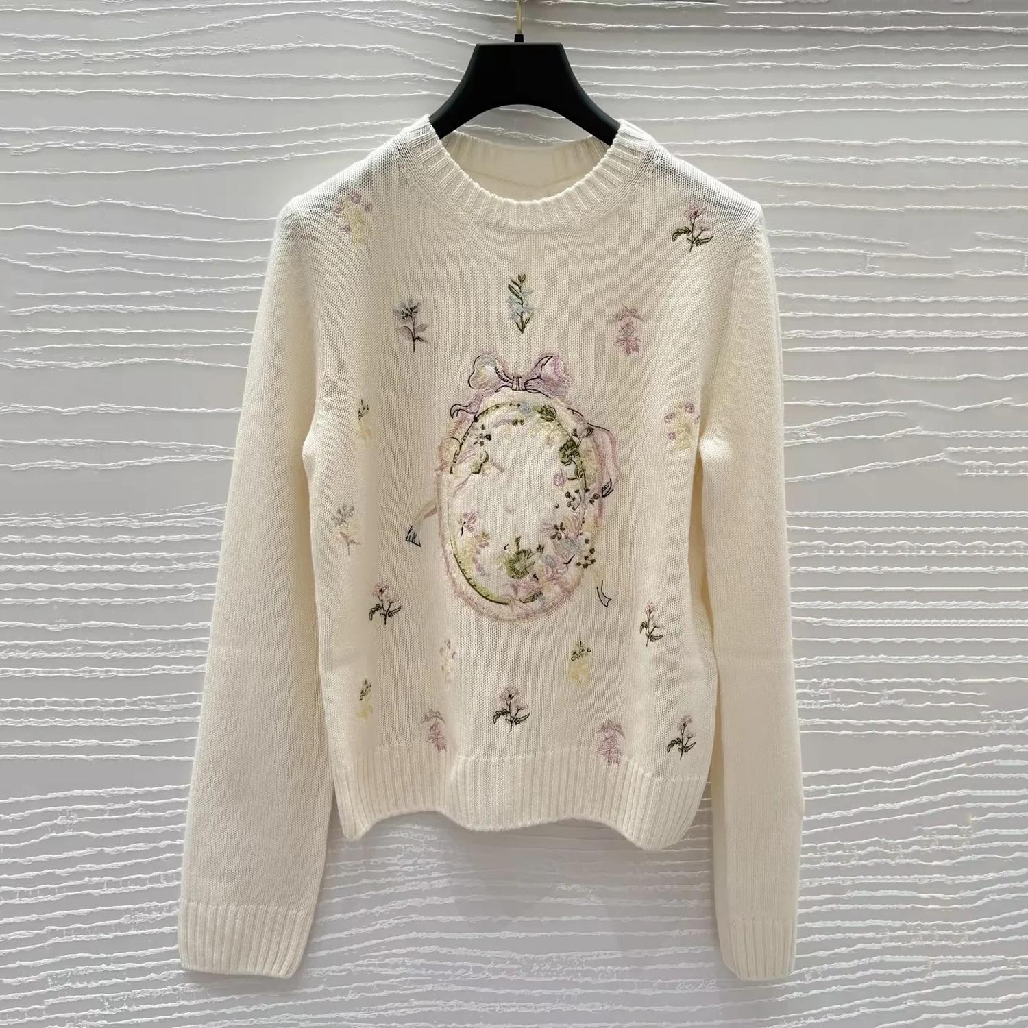 Shenzhen Nanyou women s clothing 2026 spring new French flower embroidered wool knitted sweater women s Nanyou high-end women s clothing S